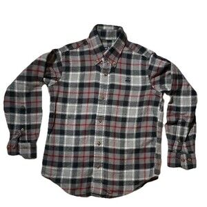 Brooks Brothers Boys Red Fleece Plaid Flannel Shirt Size S